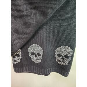 MAGASCHONI HOME Rhinestone Crystal Skull Throw Blanket GOTH 50x70” Black Silver